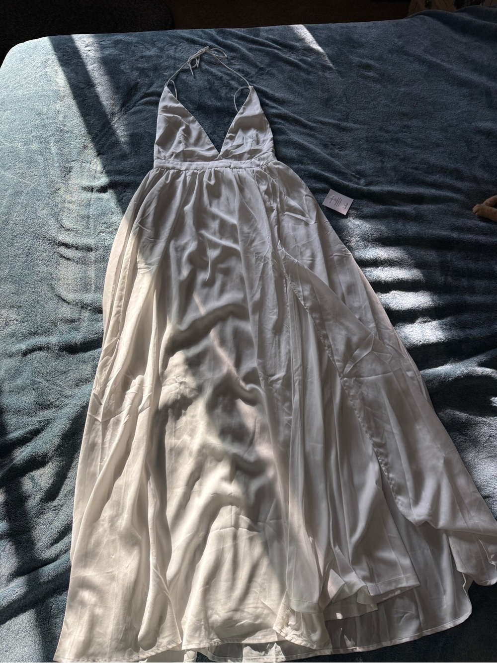 Lulu's White Halter V-Neck Maxi Dress